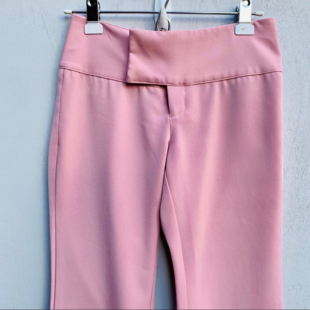 Vintage Pink Flared Leg Business Pants - Pastel Pink Trousers - Picture 2 of 6